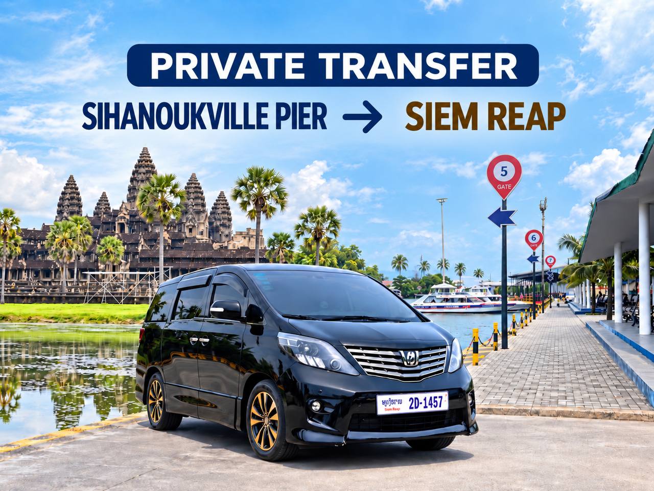 private transfer from Sihanoukville pier to Siem reap
